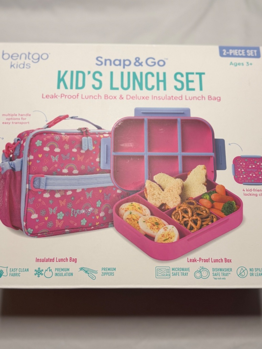 🦋Bentgo Kids Snap & Go 2-Piece Lunch Set - Butterflies & Rainbows🦋 - Picture 5 of 7
